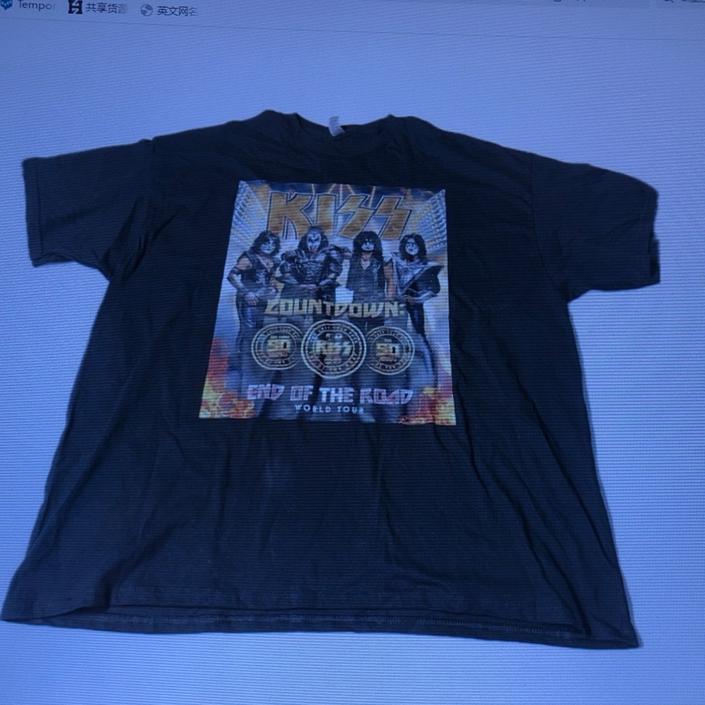 Kiss Black Graphic Tee with Yellow and Red Print